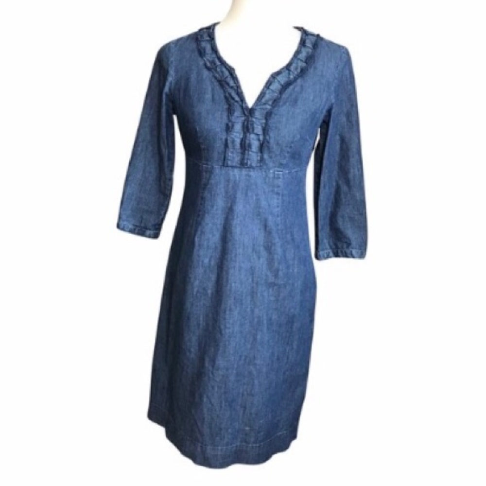 Boden Denim Shift Dress Size 4 Long